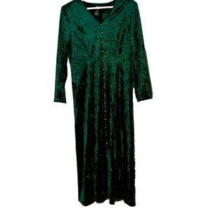 Brett Alixander Dress 10 Velour Green Button Vintage Gothic Renaissance Witchy
